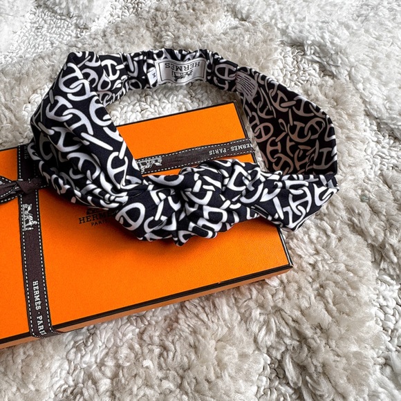 Auth !! HERMES "NAOUSSA" GABI HEADBAND KNOT CHAIN D’ANCRE PRINT - Picture 6 of 11